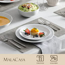 MALACASA 24-Piece Porcelain Dinnerware Set, White Round Dish Set for 6 - Brand New