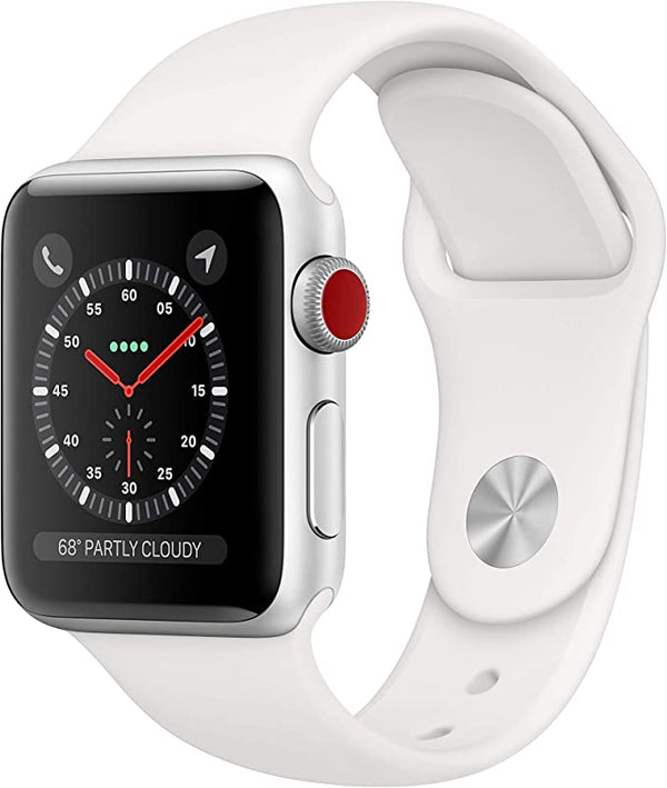 Apple Watch 3 GPS Cellular 38MM Silver Aluminum Case with White - Scratch & Dent