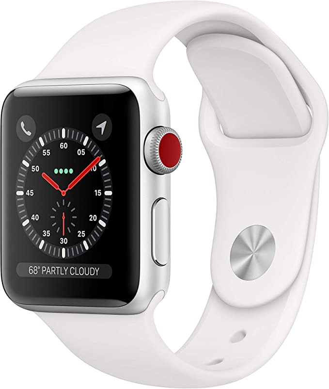 Apple Watch 3 GPS Cellular 38MM Silver Aluminum Case with White Sport Band - Like New