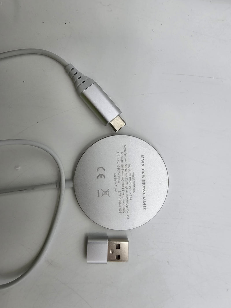 Generic Magnetic Wireless Charger, MagSafe, iPhone + Airpods, YW100A - WHITE Like New