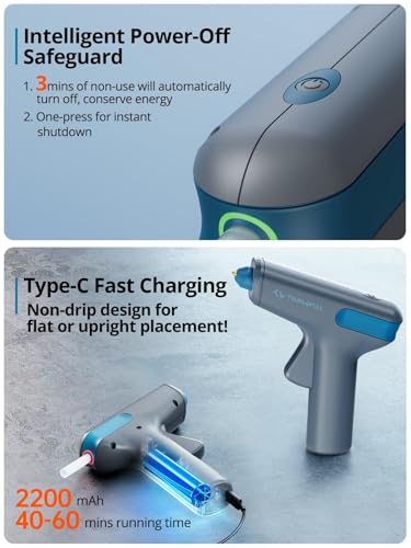 TILSWALL CORDLESS HOT GLUE GUN RAPID 15S PREHEATING 2200MAH W104 - GRAY - Like New