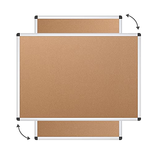 VIZ-PRO CORK NOTICE BOARD 36"X24" - SILVER ALUMINIUM FRAME - NB3624C - Like New