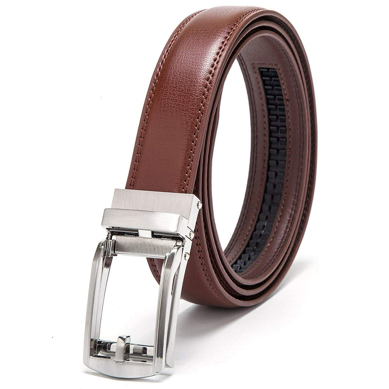 KM LEGEND MEN'S GENUINE LEATHER BELT BUCKLE RATCHET DRESS BELT SIZE: 46 - BROWN - Like New