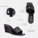 CP910 COACH WOMEN'S EMMA WEDGE SANDAL SIZE 8 (AU/UK W6) (EU W38.5) - BLACK - Like New