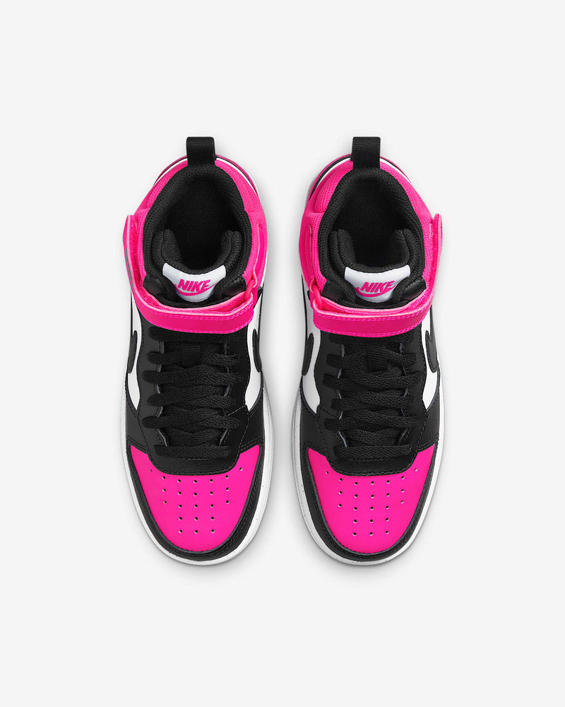 NIKE COURT BOROUGH MID - SIZE: YOUTH 7Y - WHITE/FIERCE PINK/BLACK - Like New