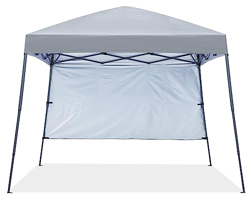 ABCCANOPY POP UP CANOPY WITH 1 SUN WALL BONUS BACKPACK BAG STAKES - GRAY - Like New