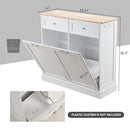 HARIPUL DOUBLE TILT OUT TRASH CABINET, 26 GALLON - WHITE/LIGHT BROWN TOP - Like New