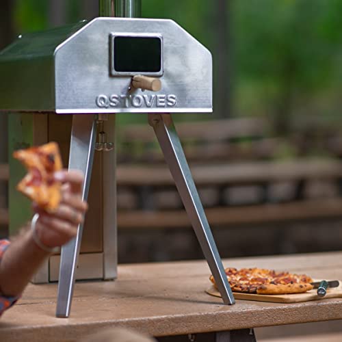 Qubestove Q-STOVE 12" OUTDOOR WOOD PELLET PIZZA OVEN WITH AUTO ROTATING - SILVER - Like New