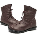 CLARSUNNY WOMEN'S LEATHER CASUAL SOFT FLAT BOOTS SIZE 6.5 BROWN - Like New