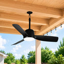SUTEFAN 44'' OUTDOOR CEILING FAN DIMMABLE 3-COLOR LED LIGHT - BLACK - Like New