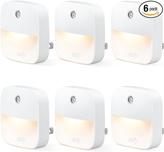 Eufy by Anker Plug-in Night Light Warm White LED Dusk-to-Dawn 6-Pack - White - Like New