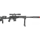 UK ARMS P2668 TACTICAL SPRING POWERED AIRSOFT SNIPER RIFLE SCOPE & BIPOD - BLACK - Brand New