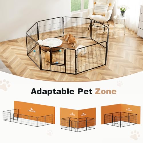 SMUG HEAVY-DUTY IRON DOG PLAYPEN 8 PANEL 32” DURABLE RUST-RESISTANT - BLACK - Like New