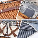 Picnic Baskets 4 Persons Retro Classic Willow Hamper Set Waterproof Blanket - Brand New
