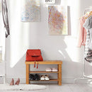 JS NOVA JUNS Bamboo Shoe Bench Rack 2 Tier Shoe Storage Racks Shelf - Natural - Brand New