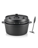 DARTMOOR 9 QUART PRE-SEASONED CAST IRON DUTCH OVEN W/LID/LIFTER TOOL- BLACK - Like New