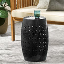 AHIOU HOME 17.75-INCHES BLACK STEEL BARREL GARDEN STOOL - BLACK - Like New