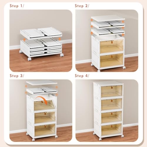 CTSNSLH 4 Tier Plastic Storage Bins and Boxes Organizer - 27Qt Stackable Lids - Like New