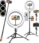 GIXIYIDY LED SELFIE RING LIGHT WITH STAND CIRCLE LIGHT PHONE HOLDER BLACK - Like New