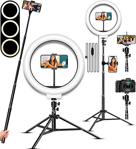 GIXIYIDY LED SELFIE RING LIGHT WITH STAND CIRCLE LIGHT PHONE HOLDER BLACK - Like New