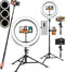 GIXIYIDY LED SELFIE RING LIGHT WITH STAND CIRCLE LIGHT PHONE HOLDER BLACK - Like New