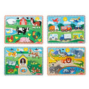 MELISSA DOUG WOODEN PEG PUZZLE SET 4-PACK VEHICLE FARM SAFARI PET - MULTICOLOR - Brand New