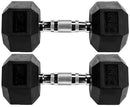 FITVIDS Premium Rubber Encased Hex Dumbbell, 25LB Pair - BLACK - Like New
