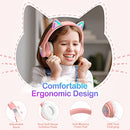 LOBKIN BLUETOOTH 5.4 KIDS HEADPHONES - LED CASE EARS FOLDABLE S16 - PINK - Like New