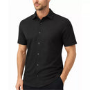 JAMES TAYLOR MEN'S SHORT SLEEVE KNIT BUTTON DOWN SHIRT - SIZE: MEN 3XL - BLACK - Brand New
