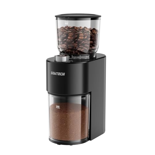 SOWTECH CONICAL BURR COFFEE GRINDER ELECTRIC MILL grain size timer 800W - BLACK - Like New