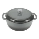 Amazon Basics Enameled Dutch Oven Pot Lid Round Dual Handles, 6-Quart, Gray - Brand New