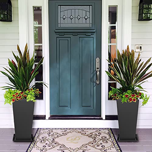 ELEVENS TALL PLANTERS 30 INCH TAPERED SQUARE PLANTERS GARDEN FLOWER POTS - BLACK - Like New
