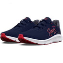 UNDER ARMOUR MEN'S CHARGED PURSUIT 3 BIG LOGO FREEDOM SHOES, SIZE:12 - NAVY/ RED - Like New
