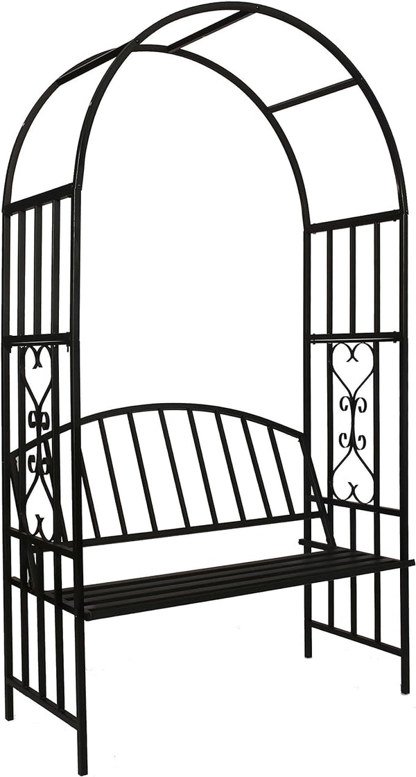 Better Garden Steel Garden Arch with Seat 2 People 6'7" High x 3'7" Wide - BLACK - Like New