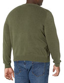 AMAZON ESSENTIALS MENS LONG-SLEEVE SWEATER, 100% COTTON, MEN XS, OLIVE HEATHER - Brand New