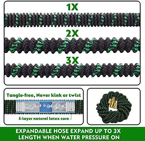 ARTISTAN EXPANDABLE GARDEN HOSE - 100 FT FLEXIBLE KINK-FREE - BLACK GREEN - Like New
