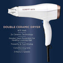 Conair Double Ceramic 1875W Hair Dryer 3 Heat/ 2 Speed Blow Dryer - White - Like New