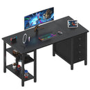 Lufeiya Gaming Desk with 4 Fabric Drawers & Storage Shelves 47 Inch - Black - Like New