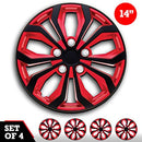 SUMEX Set 4 Hubcaps 14" Wheel Cover Spa Red Black ABS EASY to Install Universal - Brand New