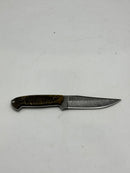VETUS Damascus Hunting Knife w/ Ram's Horn Handle - Like New