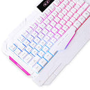 PC Gaming Keyboard Mouse LED Rainbow Backlit USB Gaming Keyboard Rest - White - Like New