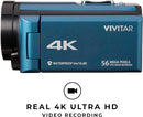 Vivitar 4K Camcorder Ultra HD Lens 4K Camera for Video Recording 56MP - Teal Like New