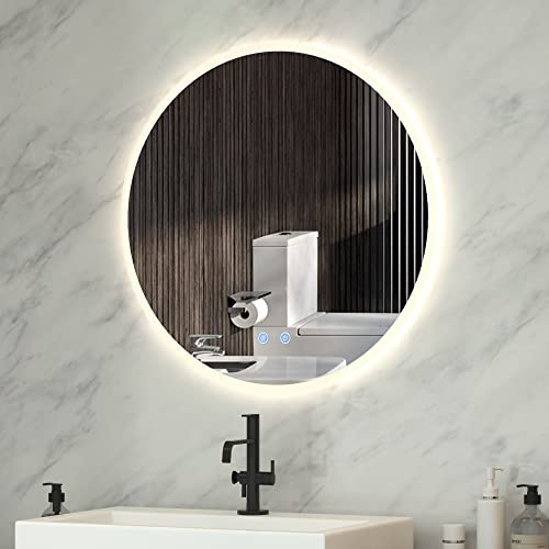 VLSRKA 24" ROUND BATHROOM LED LIGHTED MIRROR WALL MOUNTED - WHITE - Like New