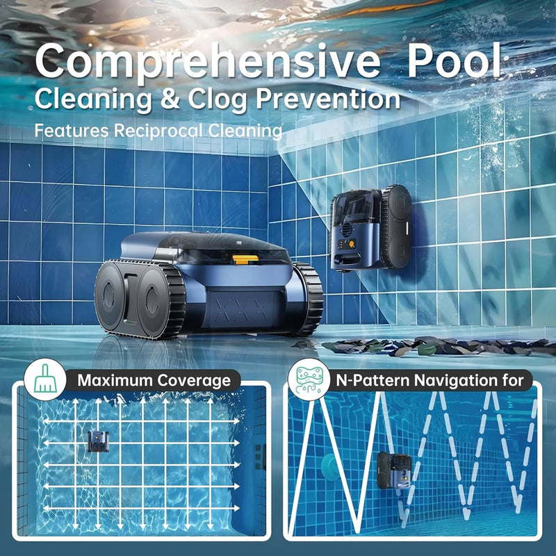SEAUTO SAT 25 CORDLESS ROBOTIC POOL CLEANER POOL VACUUM - BLUE/BLACK - Like New