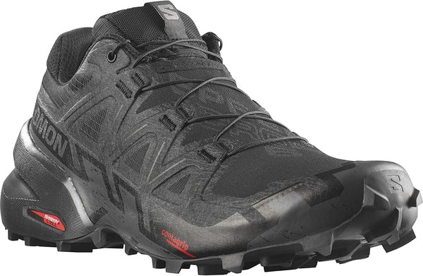 SALOMON SPEEDCROSS 6 MEN'S TRAIL RUNNING SHOES - SIZE: 9 - BLACK/BLACK/PHANTOM - Like New