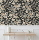 Surface Style Passerine Pavilion Floral Peel and Stick Wallpaper, (Charcoal) - Brand New