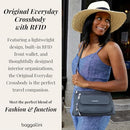 BAGGALLINI ORIGINAL EVERYDAY 11X7.5 CROSSBODY BAGS RFID - BLACK WITH SAND LINING - Brand New