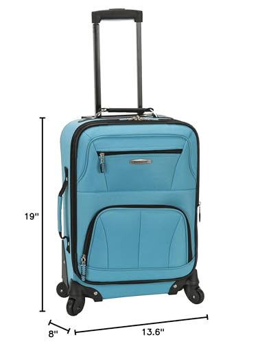 Rockland Pasadena Softside Spinner Wheel Luggage, Carry-On 20-Inch, Turquoise - Brand New