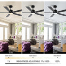VACZON 52-IN BLACK WITH BLACK/BROWN WOOD BLADES LED CEILING FAN - BLACK - Brand New
