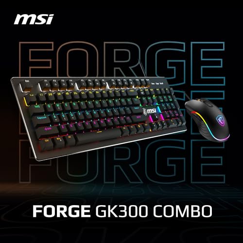 MSI FORGE GK300 COMBO BLUE SWITCHES GAMING RGB KEYBOARD + GM300 MOUSE - BLACK - Like New